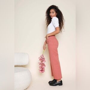 Whimsy + Row Flora Wide Leg Cropped Pants in Terracotta Pink [Like New]